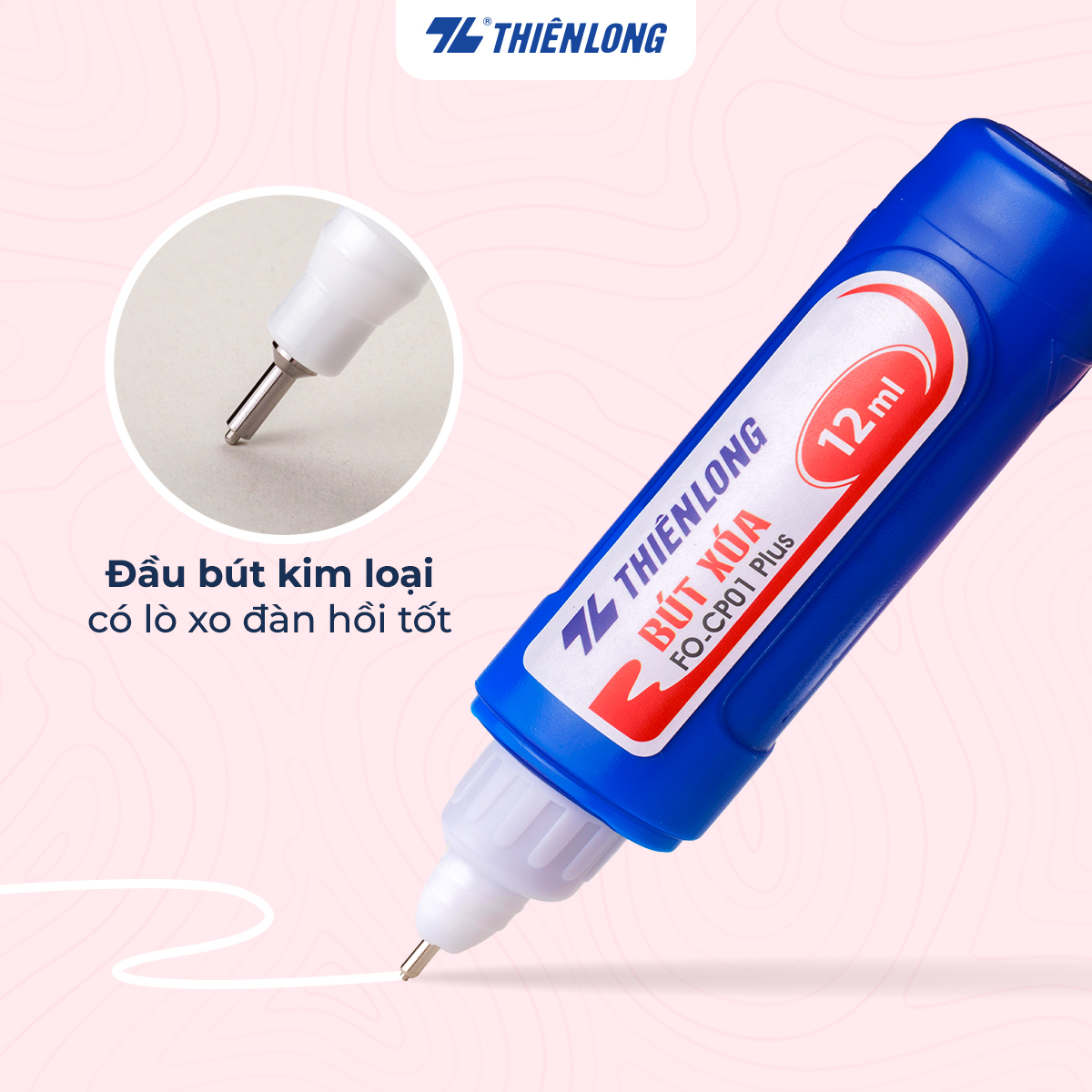 Combo 5 Bút xoá nước 12ml Thiên Long Flexofice FO-CP01 PLUS che phủ tốt, không bị lem, nhoè; mực xóa nhanh khô, không độc hại