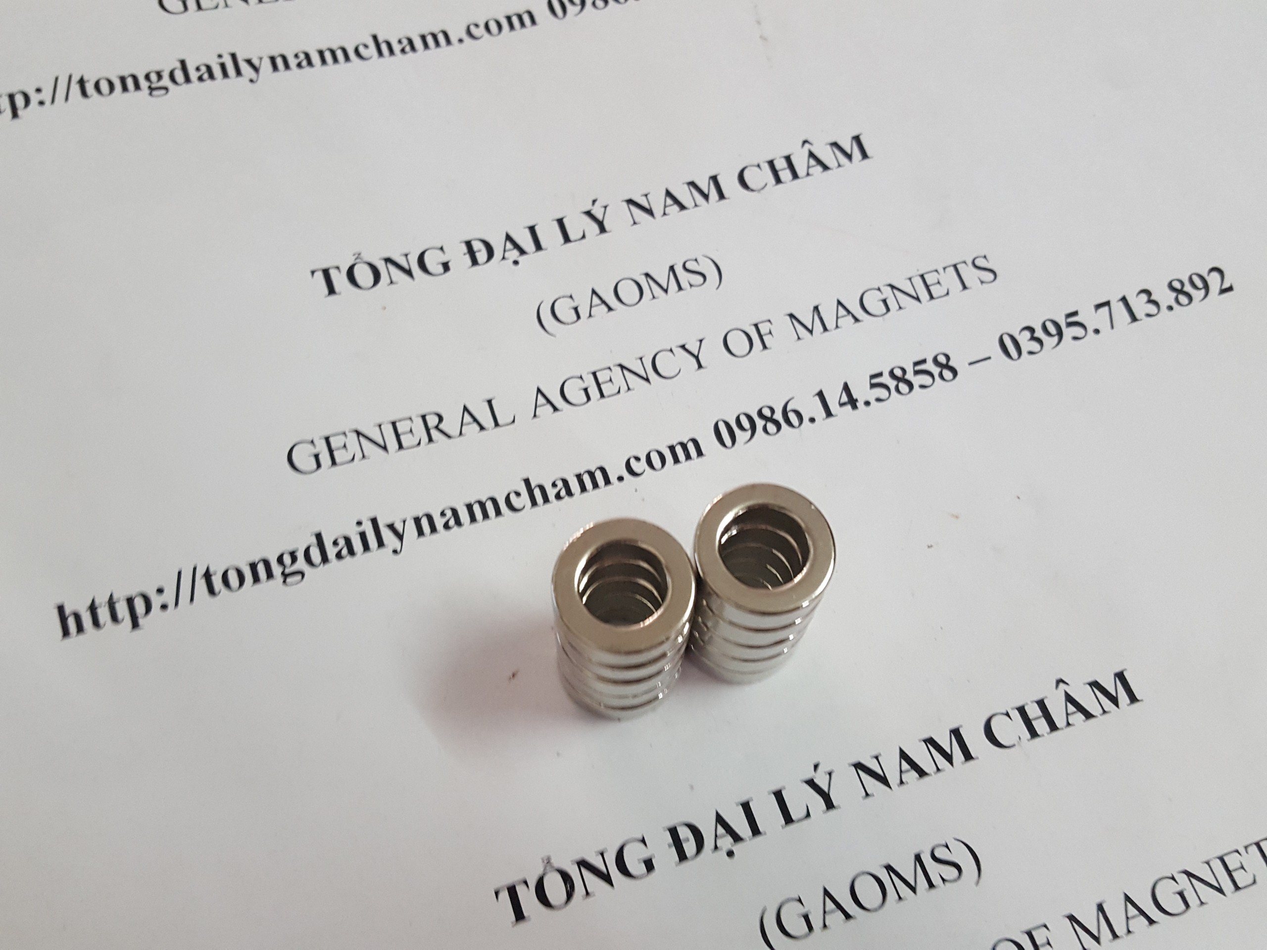 5 viên nam châm hình nhẫn 15x5 lỗ 9mm