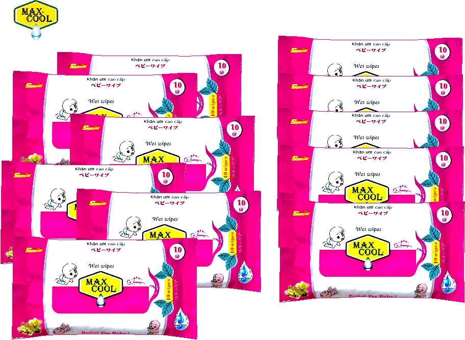 Combo 2 gói khăn ướt 10 tờ MAX COOL - có hương