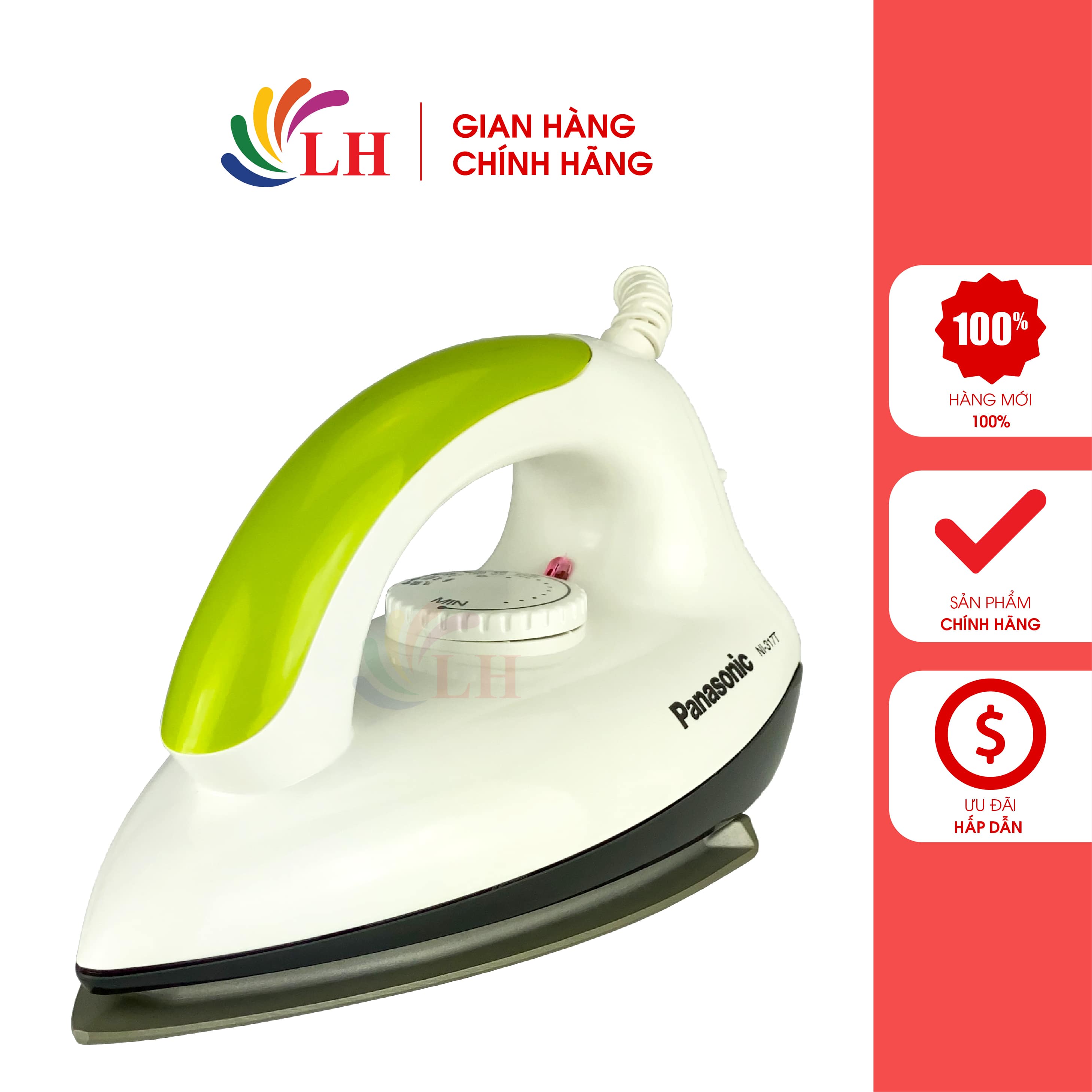 Bàn ủi khô Panasonic NI-317T - Hàng chính hãng - Thiết kế nhỏ gọn, tay cầm chắc chắn, công suất 1100W truyền nhiệt tốt ủi thẳng nhanh, núm xoay điều chỉnh nhiệt độ, tự động ngắt điện