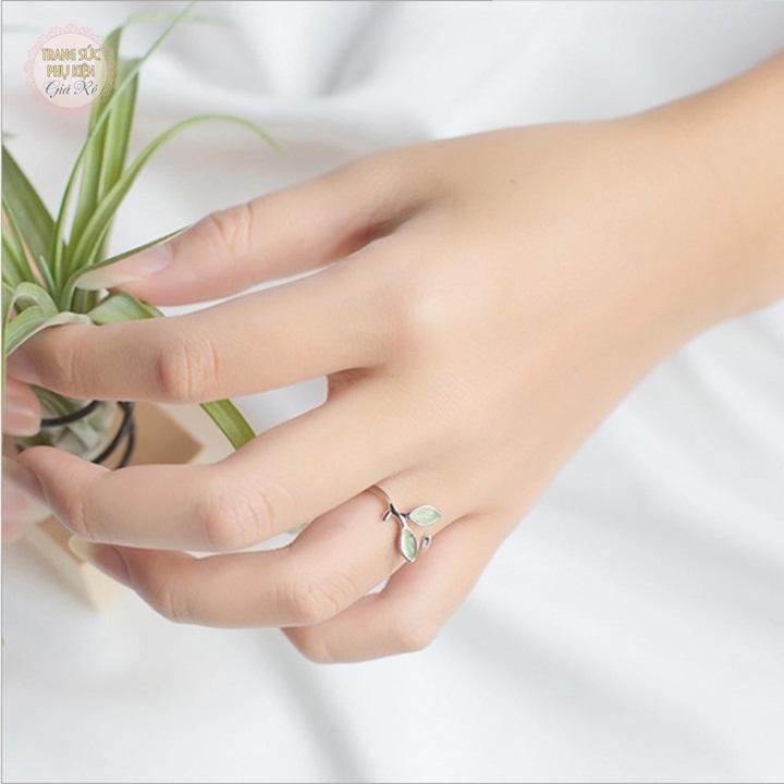 [HCM]Nhẫn nữ lá mầm xanh mẫu mới N35