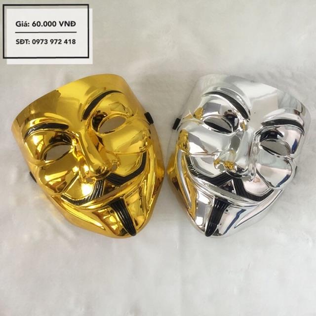 Mặt nạ hacker anonymous (màu vàng bóng đặc biêt, màu bạc bóng)