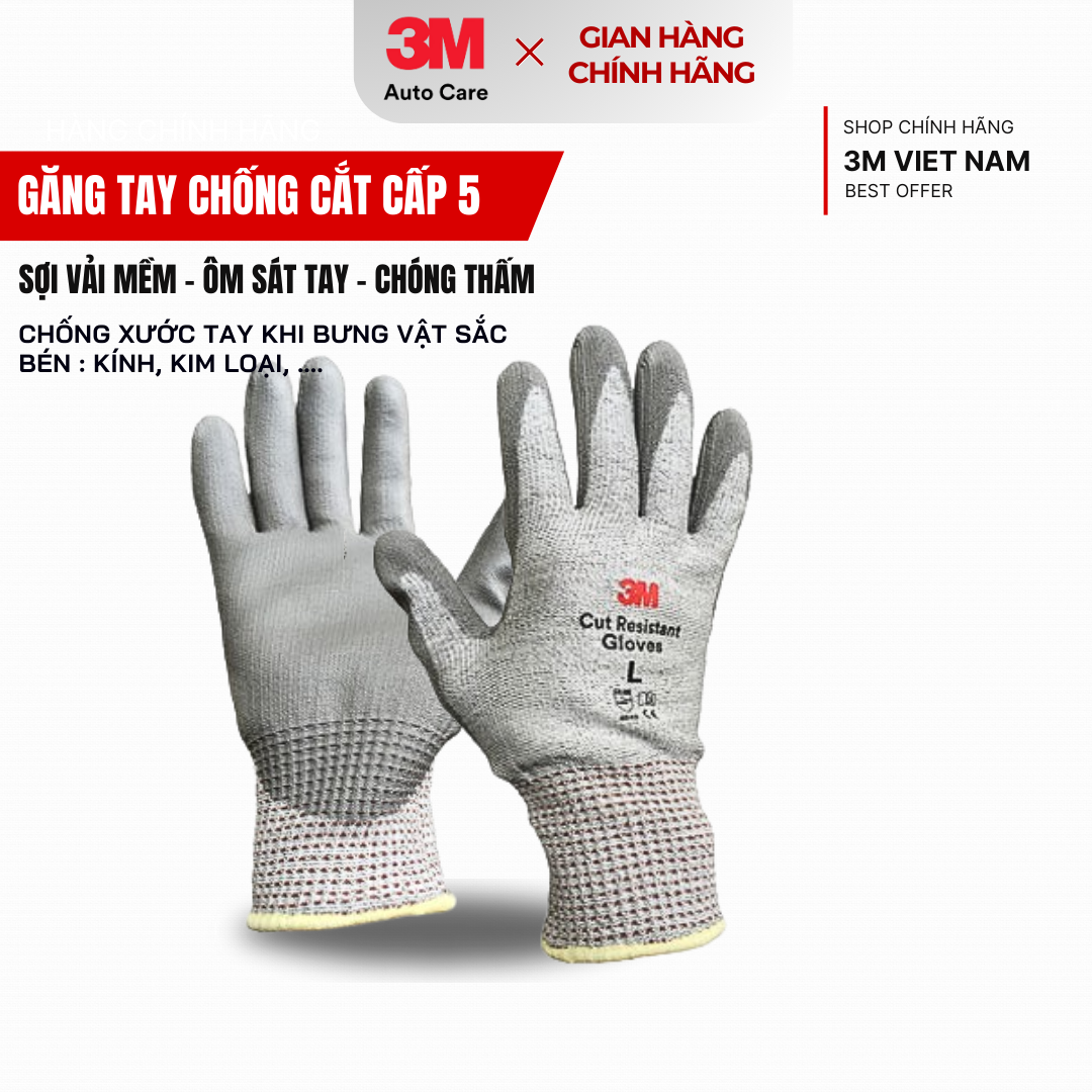Găng tay chống cắt cấp độ 5 3M™ GTCC - size XL chống vật nhọn, sắc bén, kính, kim loại....