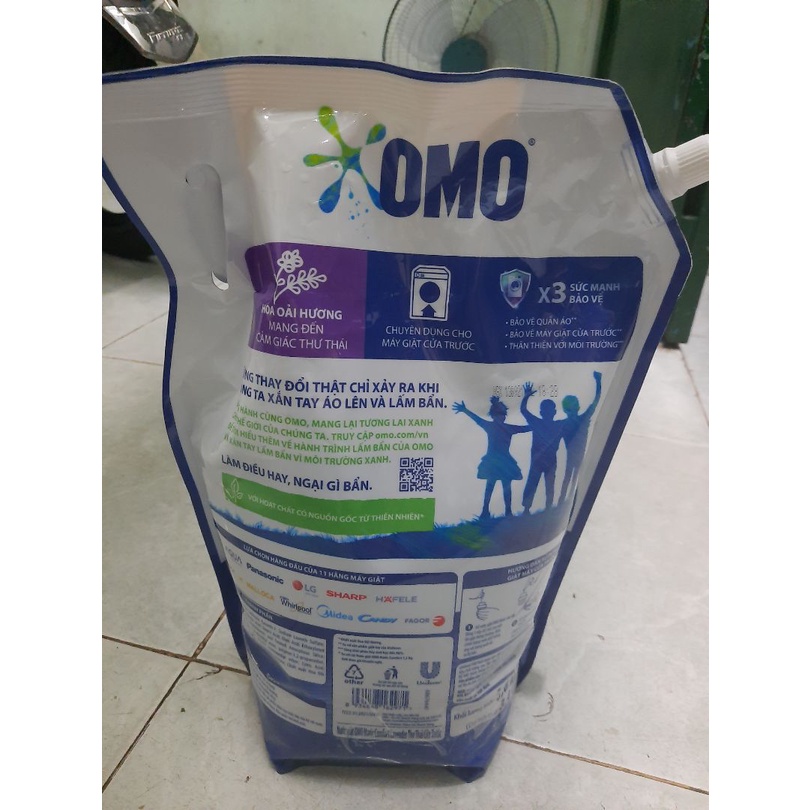 Túi Nước giặt OMO Matic 3,6kg- Xanh - Cửa Trước
