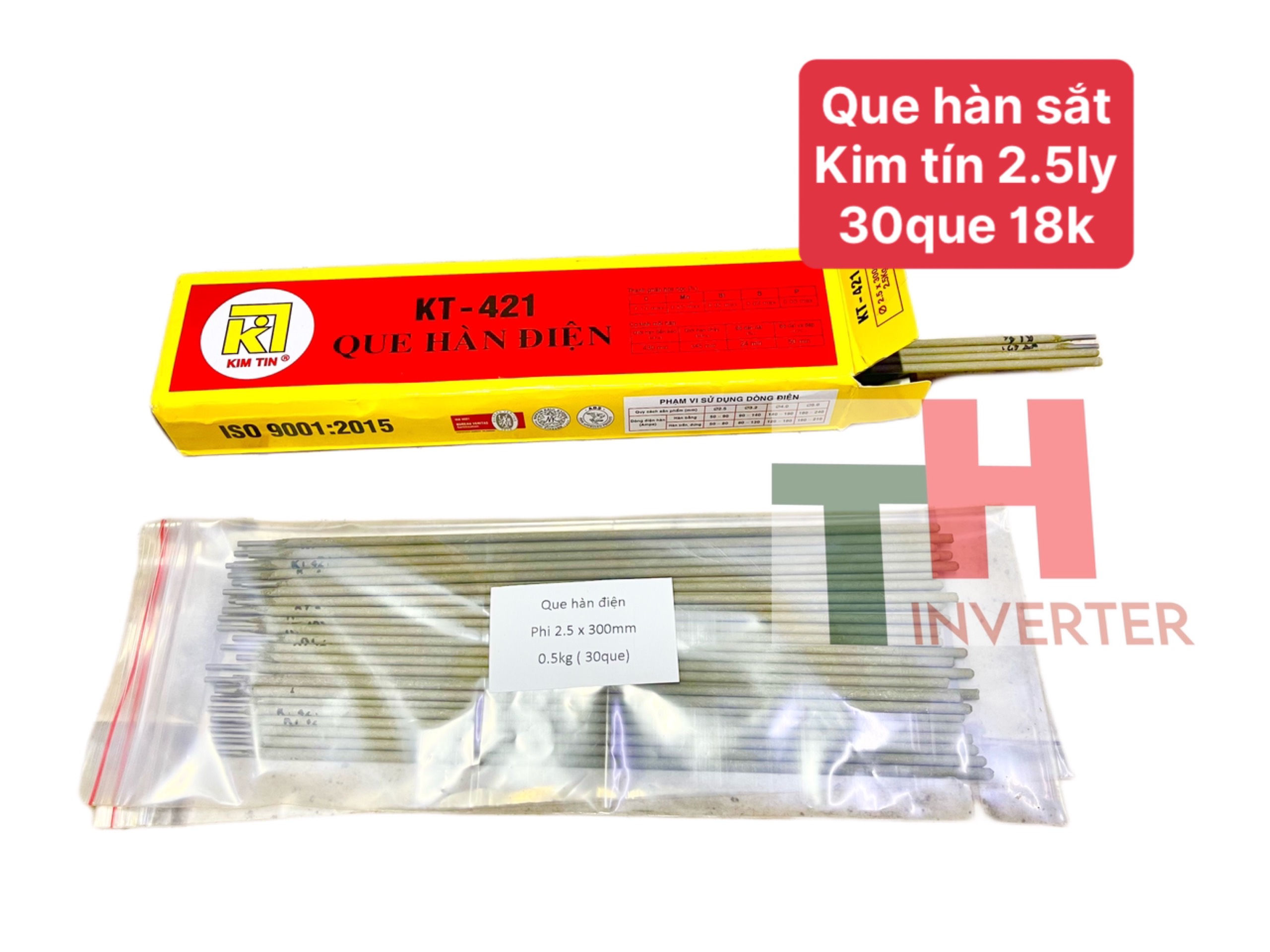 Que hàn sắt kim tín 2.5 x 300mm, 0,5kg 30 que hàn