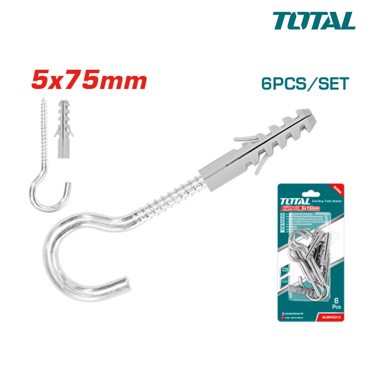 Bộ 6 tắc kê vít móc - tắc kê móc total