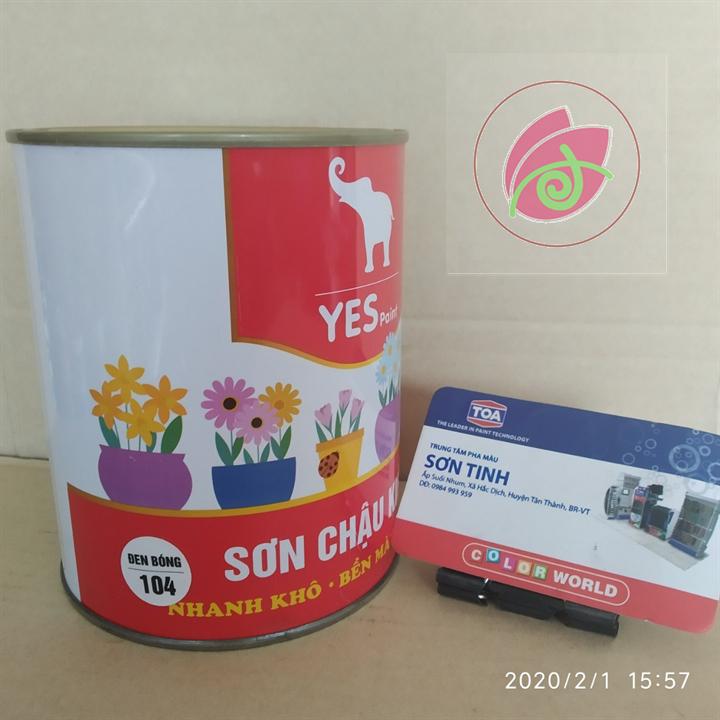 Sơn chậu kiểng , sơn chậu cảnh 1K Yes màu Đen bóng- Lon 800gram