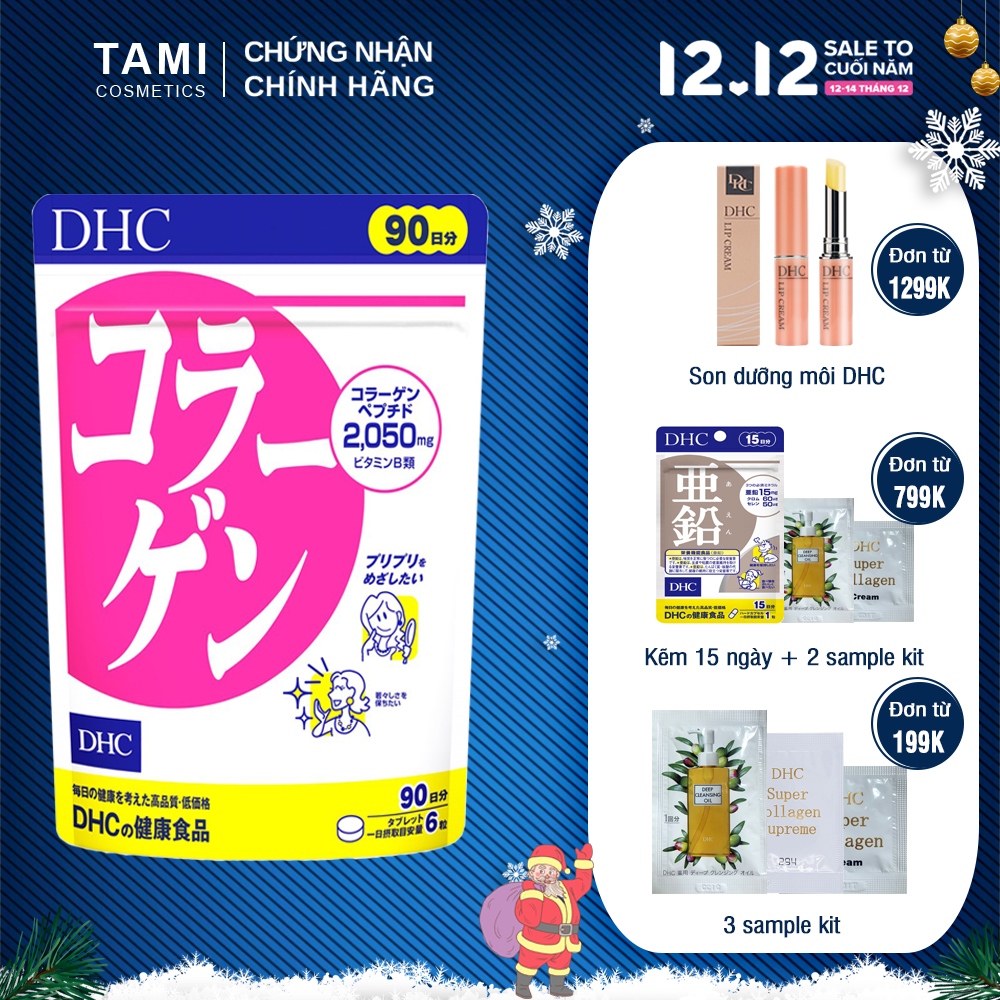 Viên uống collagen DHC Nhật Bản thực phẩm chức năng giúp chống lão hoá da, tăng khả năng đàn hồi, hỗ trợ xương khớp gói 90 ngày TA-DHC-COL90