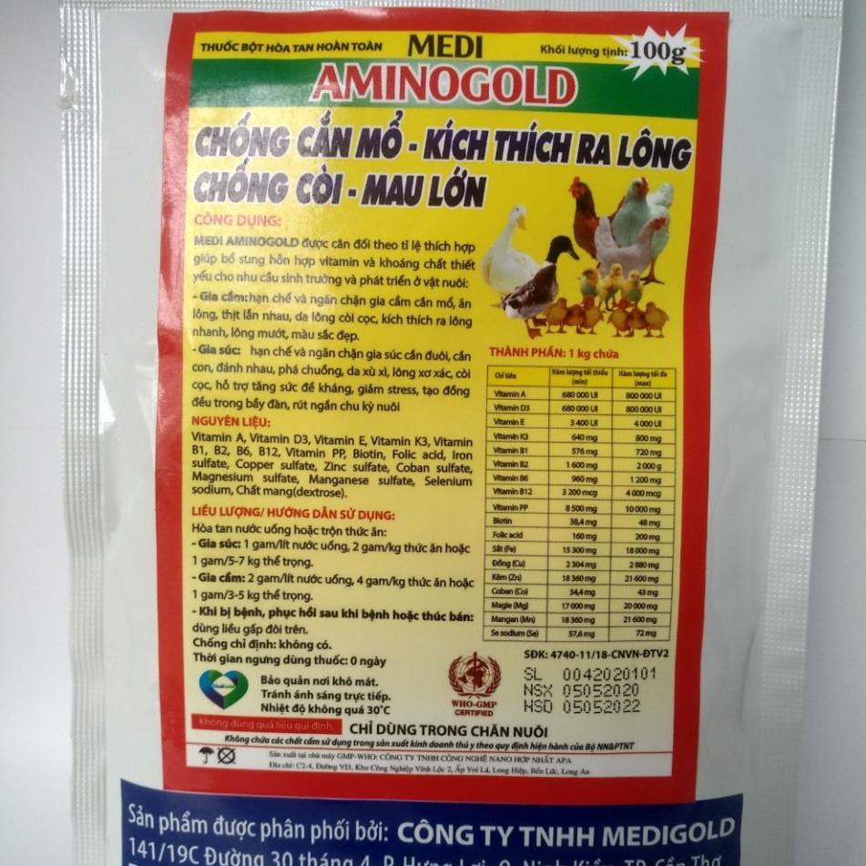 Aminogold chống cắn mổ, ra lông, còi cọc, mau lớn gói 100g