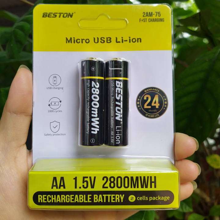 Combo 2 pin sạc 1.5v aa aaa pin lithium beston cổng sạc microusb trên thân pin 800mwh 2800mwh 3500mwh