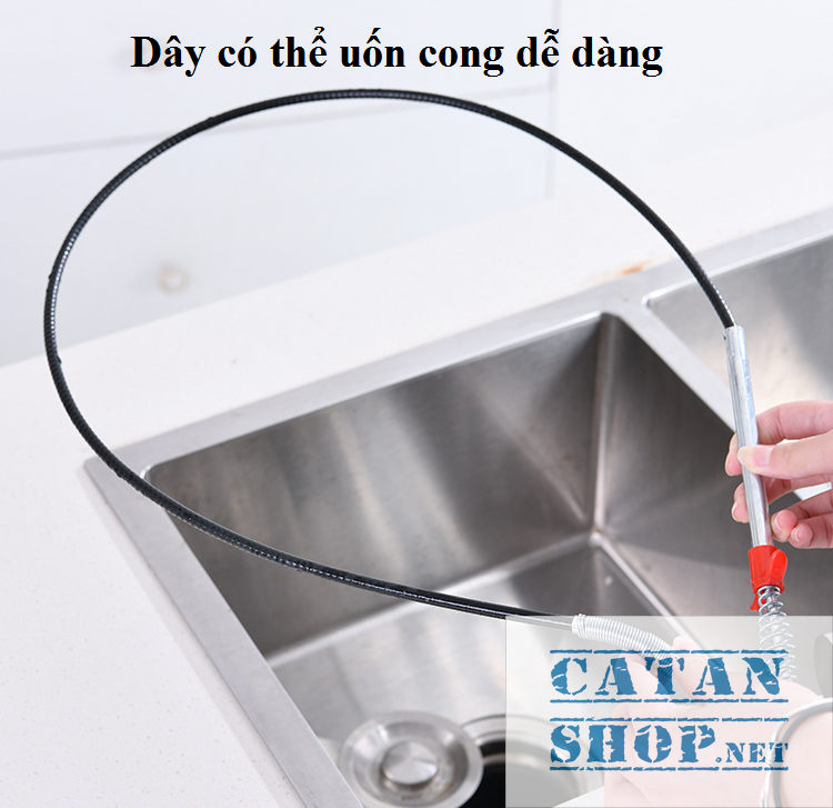 Dây thông cống, dây lấy rác ngăn nghẹt cống, dụng cụ thông cống móc rác lò xò đa năng GD385-DTCong
