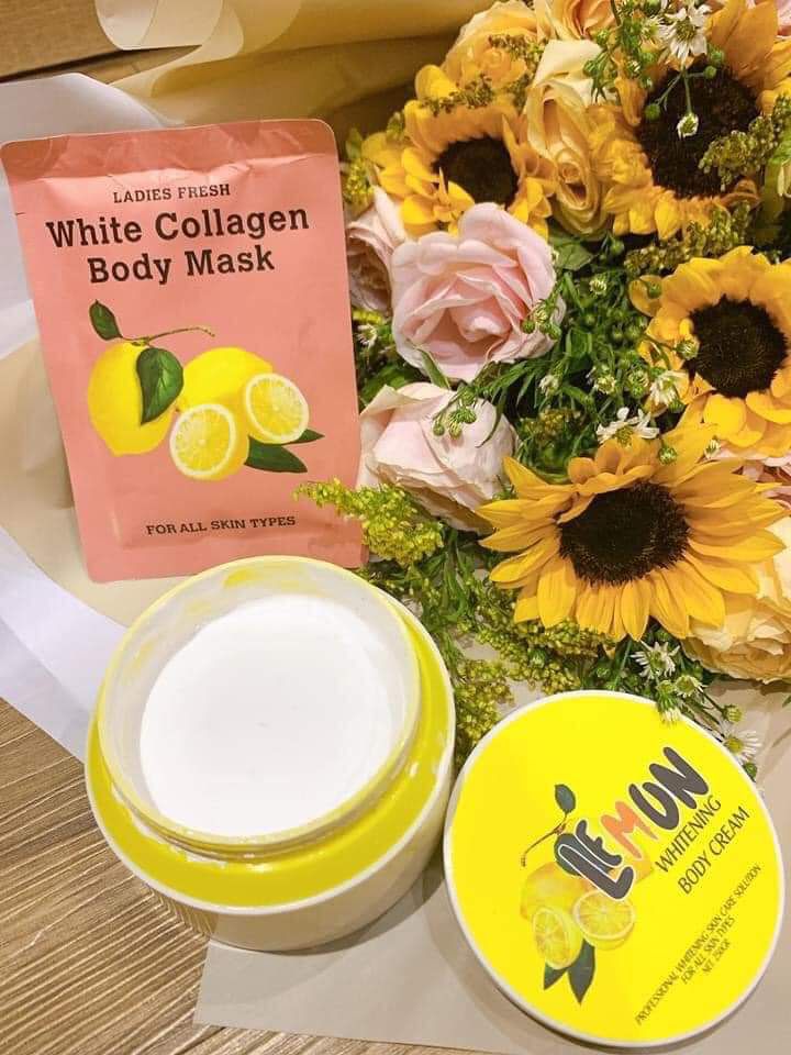Combo kem Body Lemon và 3 Ủ trắng chanh