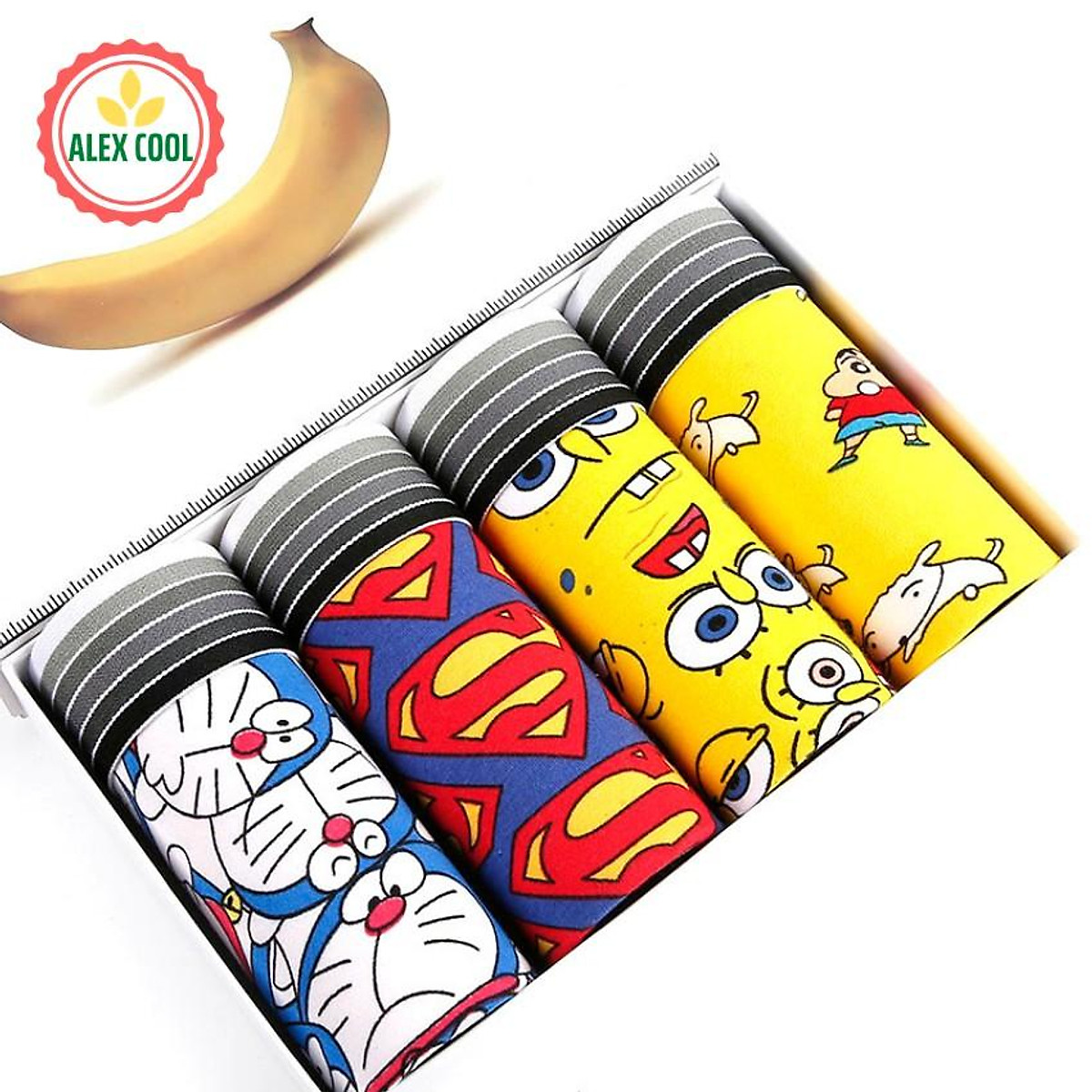Combo 4 quần sịp quần lót nam thun lạnh doremon hoạt hình 4 chiều