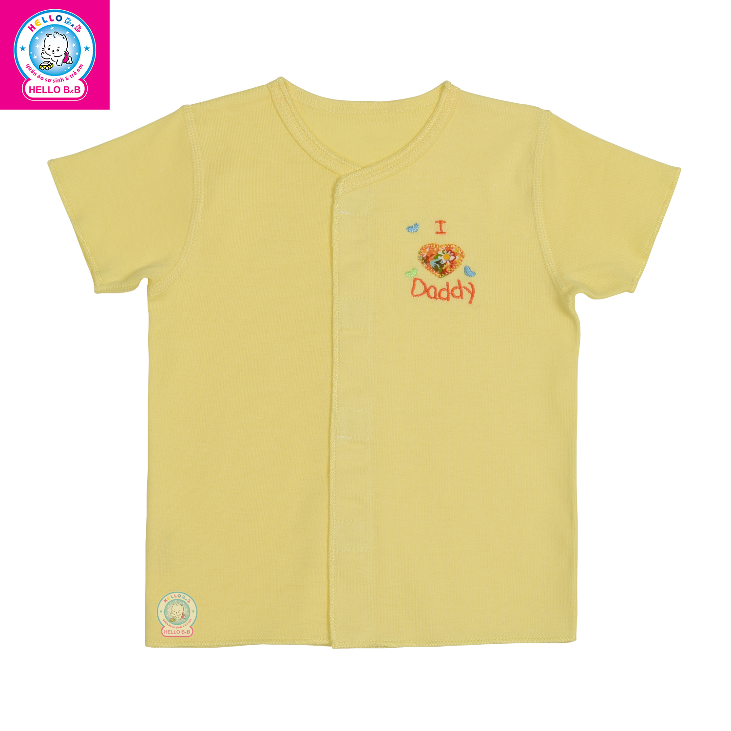 Áo sơ sinh cổ tim màu tay ngắn AL0416- Hello B&B