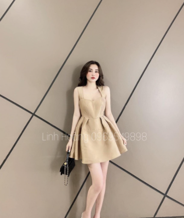 Váy hai dây dáng xòe có đệm ngực