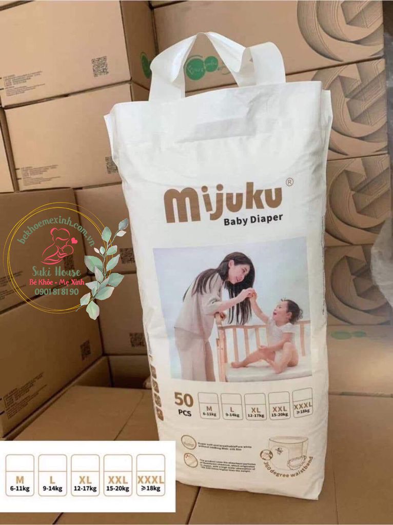 Bỉm quần  mijuku size m/l/xl/xxl - 50 miếng