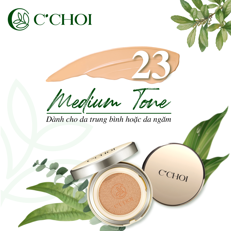 Phấn nước thảo mộc organic thuần chay C'Choi Herbal DD Cushion SPF50 chống lão hoá, an toàn cho da nhạy cảm và phụ nữ có thai