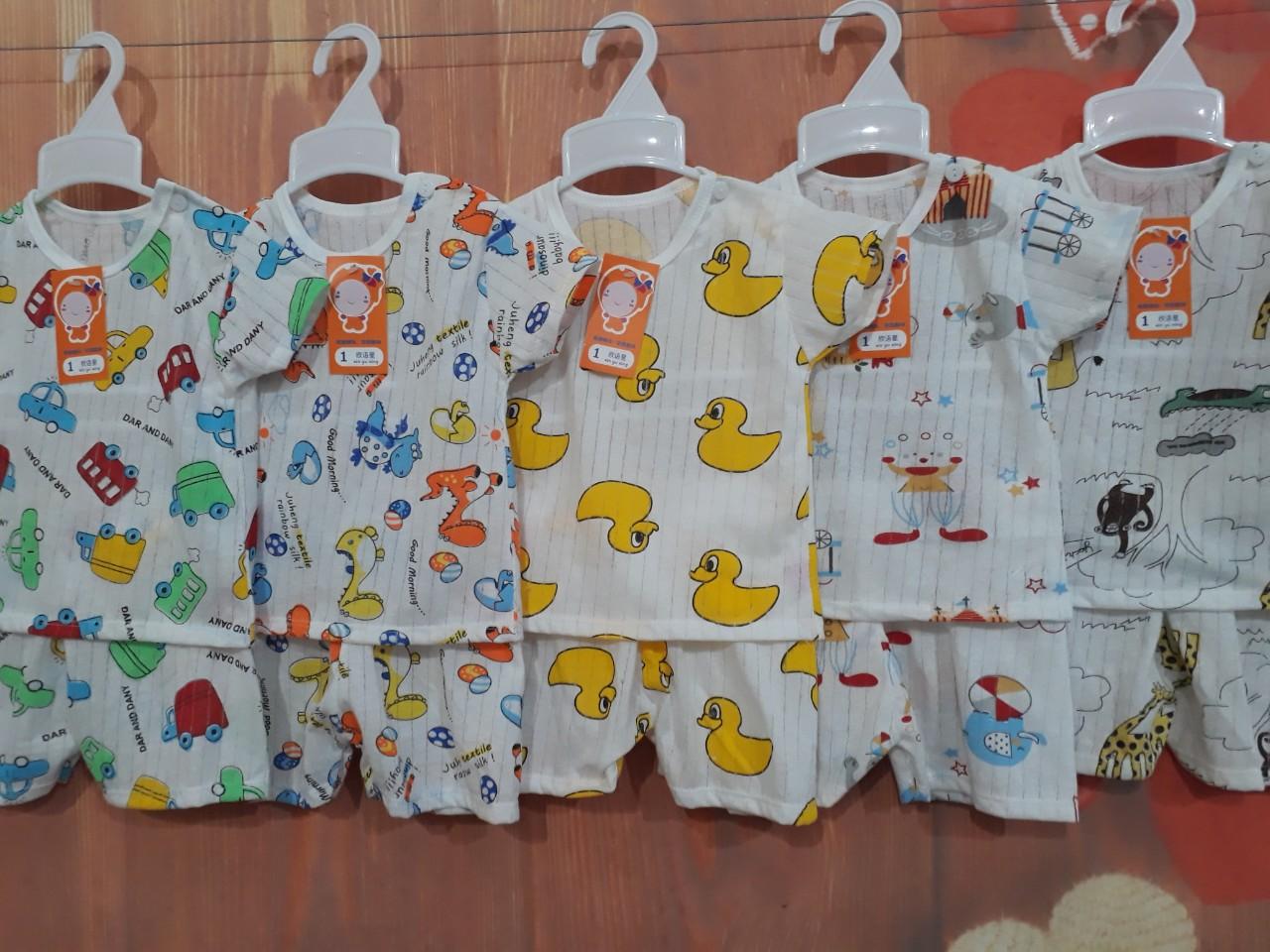 Combo 5 bộ cộc cotton giấy cài vai cho bé