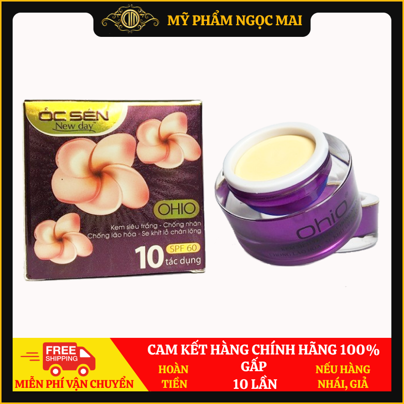 Kem Siêu Trắng, Chống Nhăn, Chống Lão Hóa, Se Khít Lỗ Chân Lông 10 Tác Dụng OHIO Ốc Sên New Day (30g)