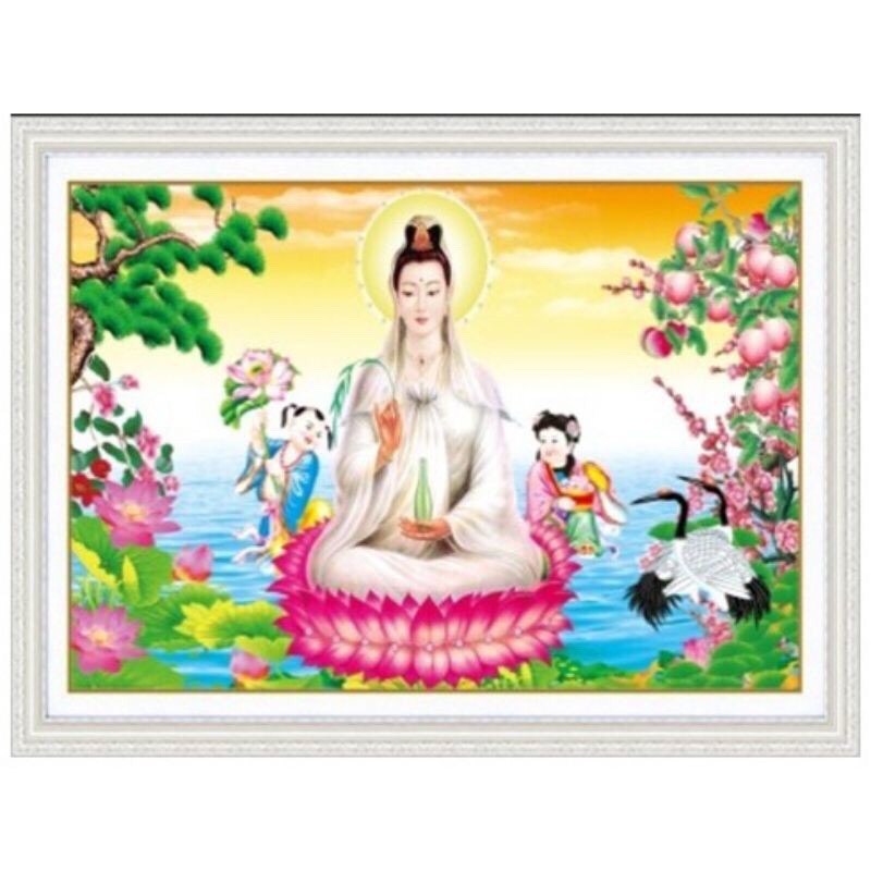 Tranh đính đá phật quan âm lv357 70x46cm