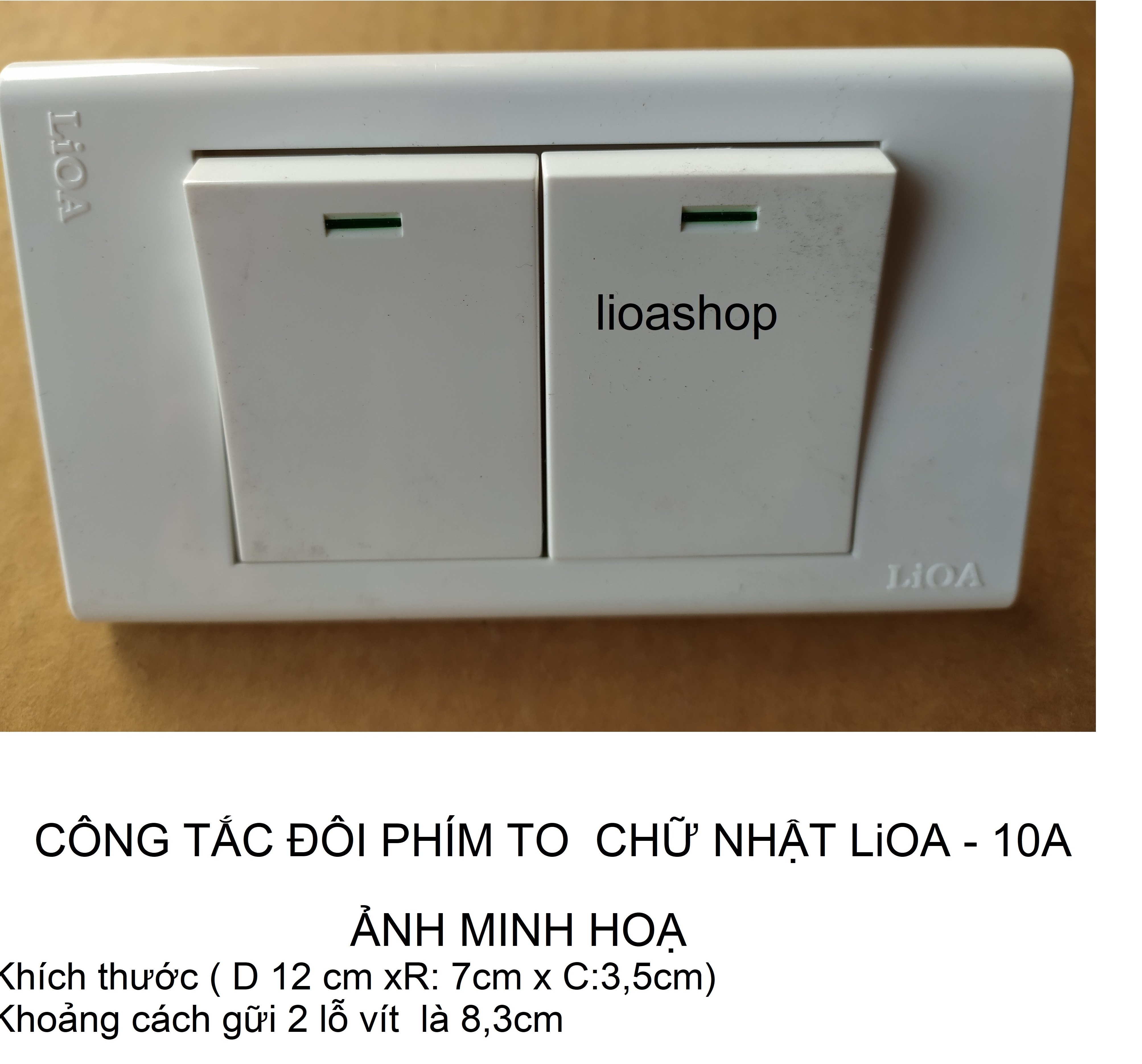 CÔNG TẮC ĐÔI 1 CHIỀU VÀ 2 CHIỀU LiOA PHÍM TO CHỮ NHẬT.