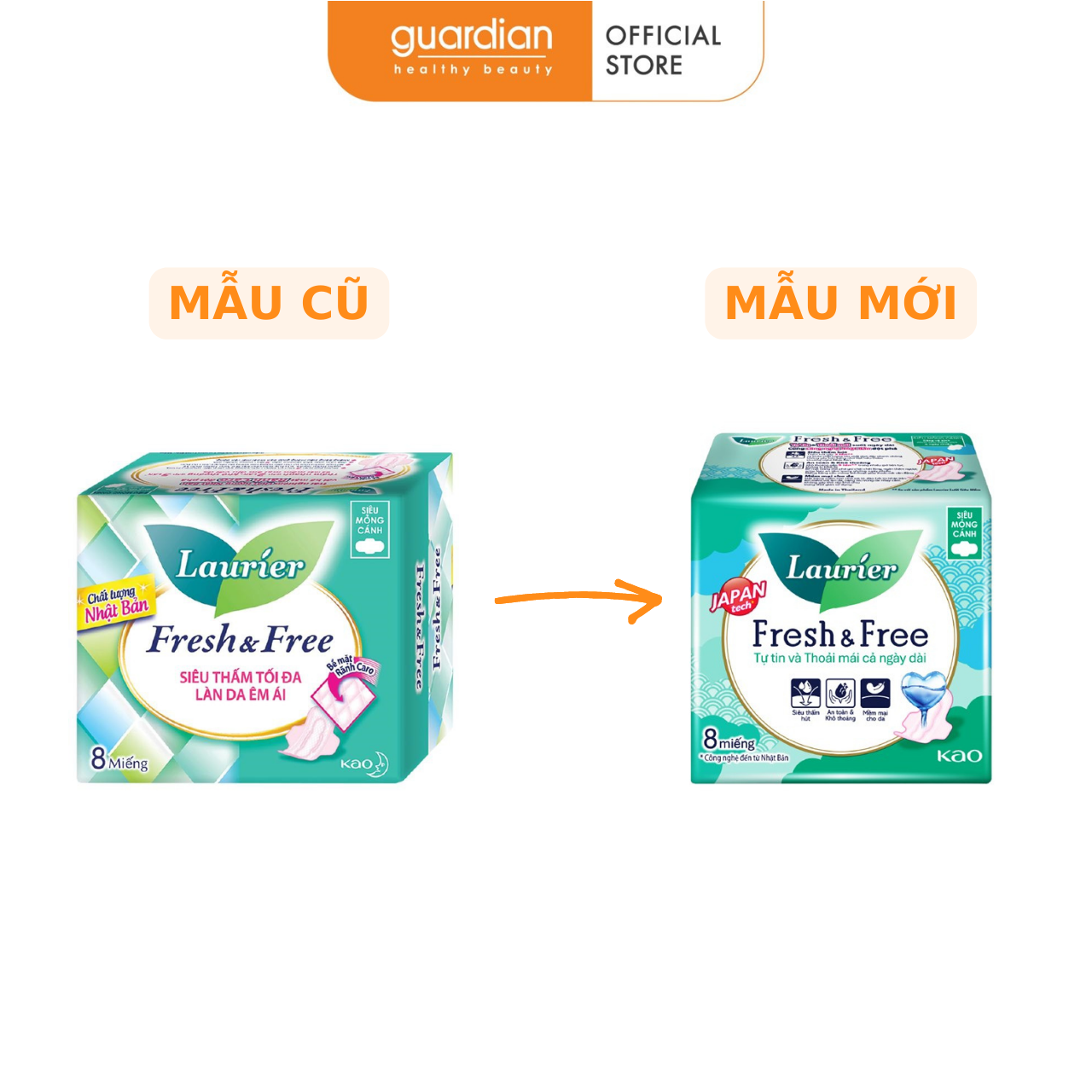 Băng Vệ Sinh Siêu Mỏng Cánh Fresh & Free Laurier 08 Miếng