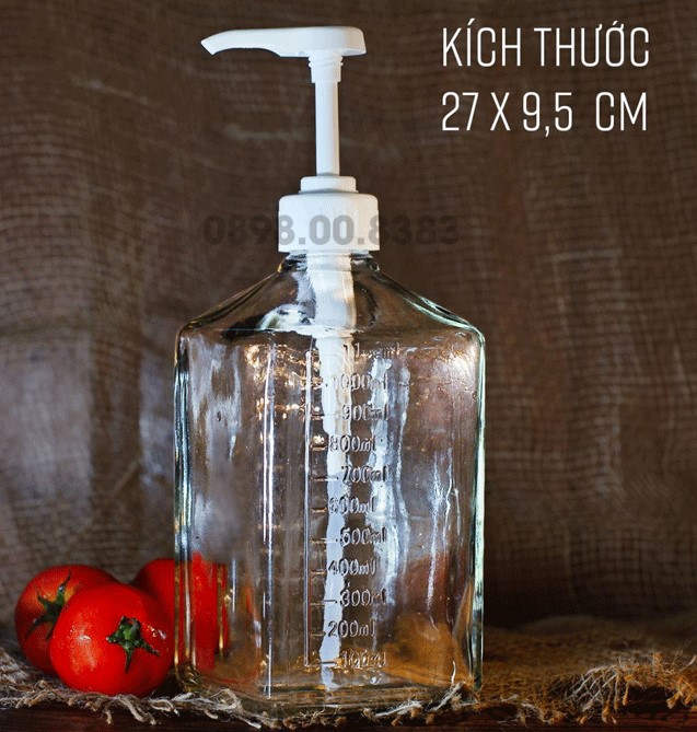 Bình Bơm Siro Thủy Tinh 1100ml