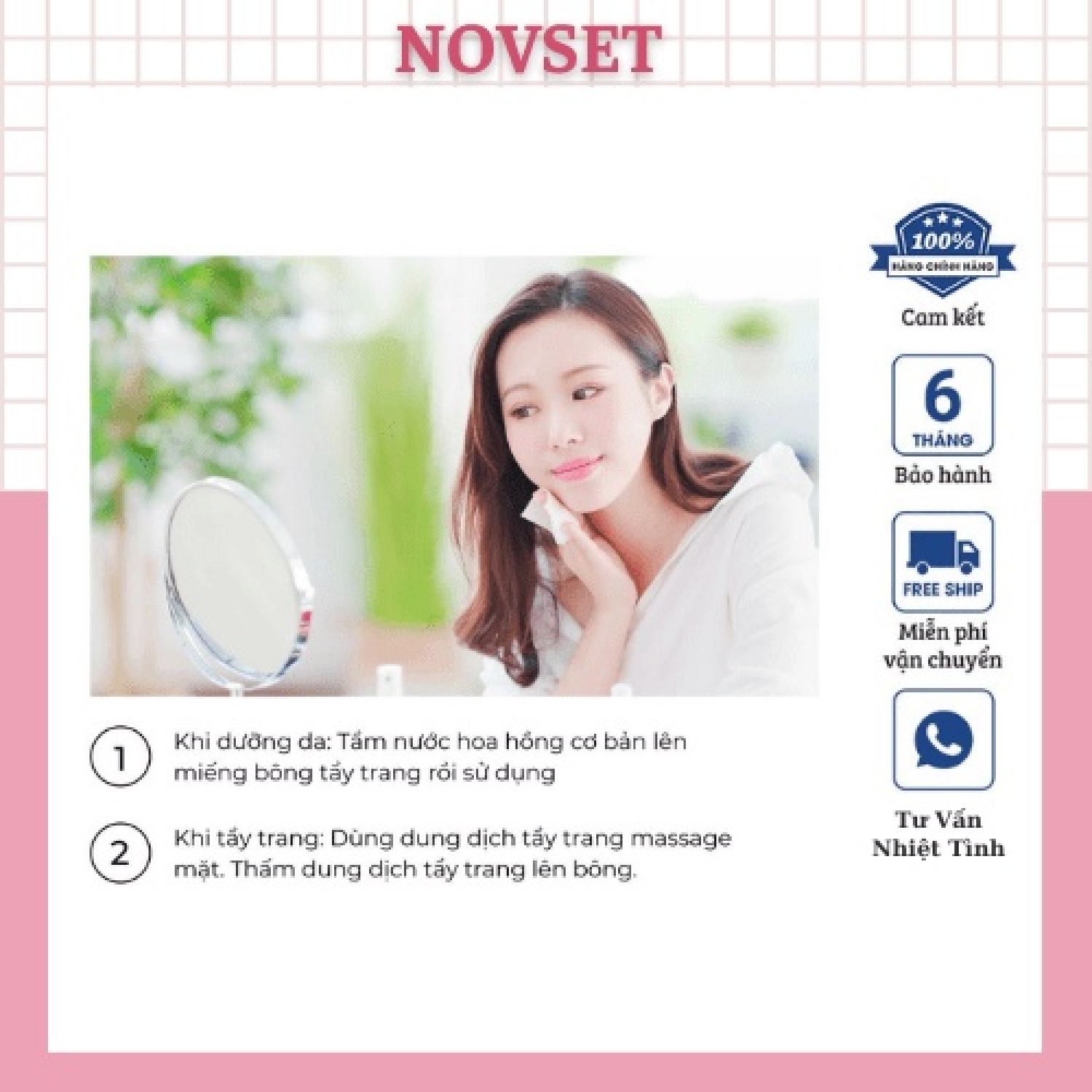 Bông Tẩy Trang Cotton Pads NOVSET Thiết Kế 3 Lớp Túi Gồm 222 Miếng Siêu Mềm Mịn