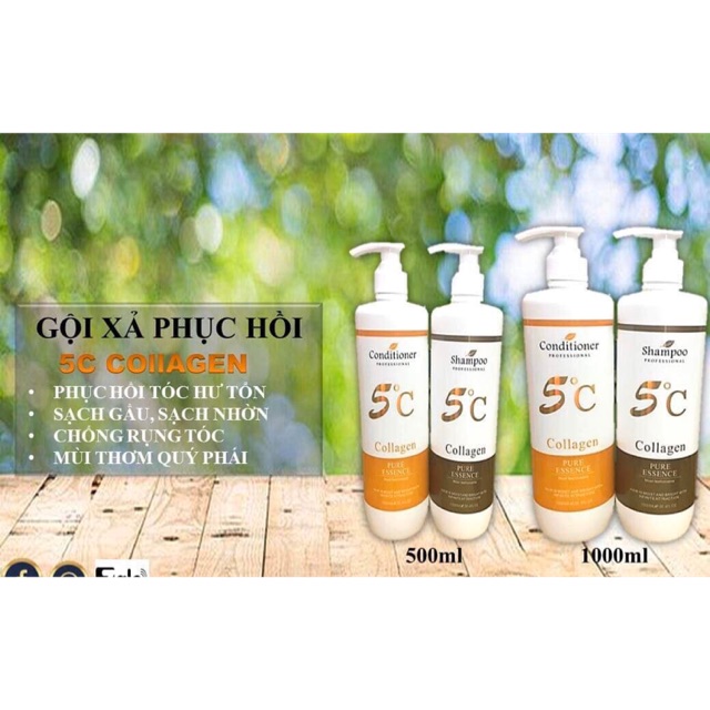 Cặp dầu gội 5C Collagen 1000ml