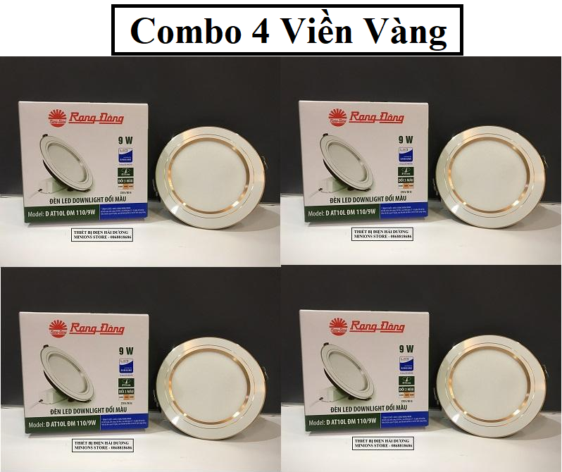 Combo 4 Đèn LED Downlight 3 chế độ Rạng Đông D AT08 10LĐM 110/9W (Viền Trắng/Viền Vàng)