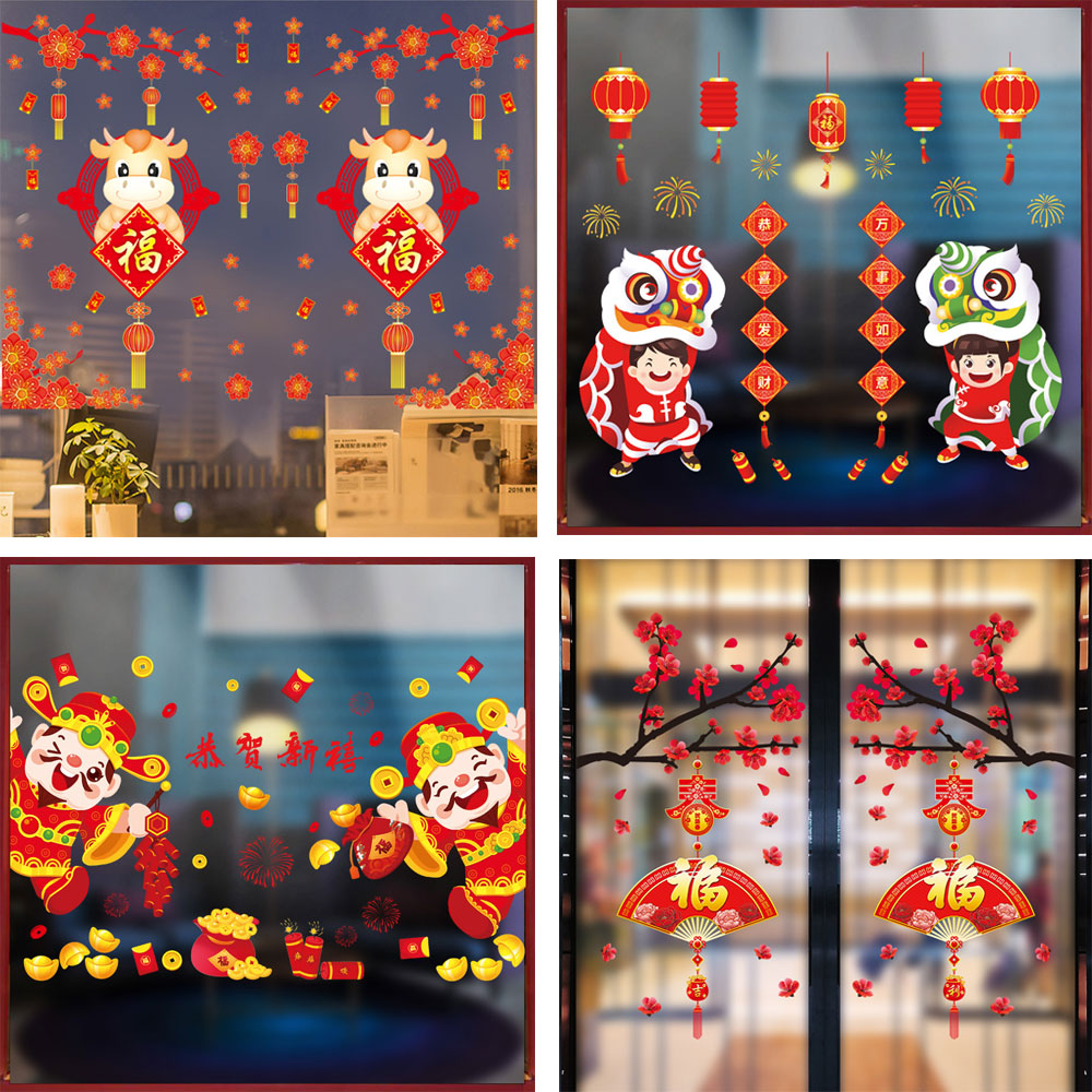 Decal dán tường decal trang trí tết Mẫu Lồng Đèn Đỏ AMJ915