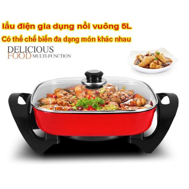 Nồi chảo lẩu điện vuông lớn nồi lẩu điện vuông lớn 30x30x9cm thái lan nồi lẩu điện thai lan chất lượng, giá tốt