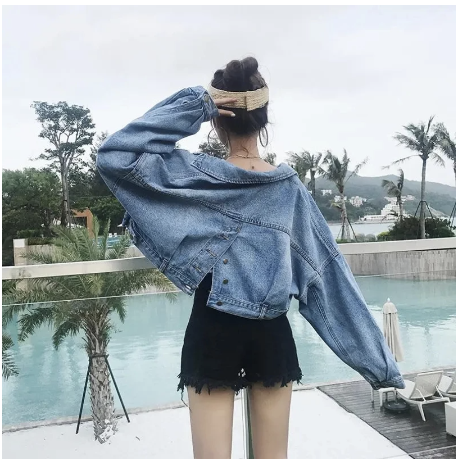 Áo khoác Denim nữ cài nút lưng trơn Áo khoác jean nữ Áo khoác bò đẹp Áo khoác nữ Bảng nút Thường ngày Bình thường