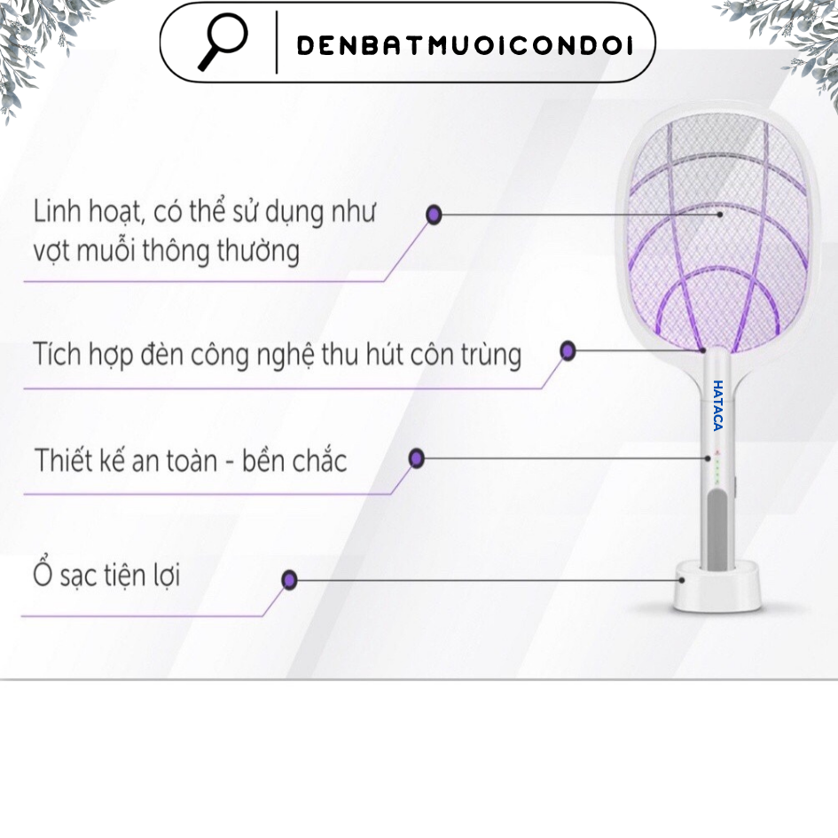 Vợt muỗi kiêm đèn bắt muỗi tự động 2 in 1 Hataca