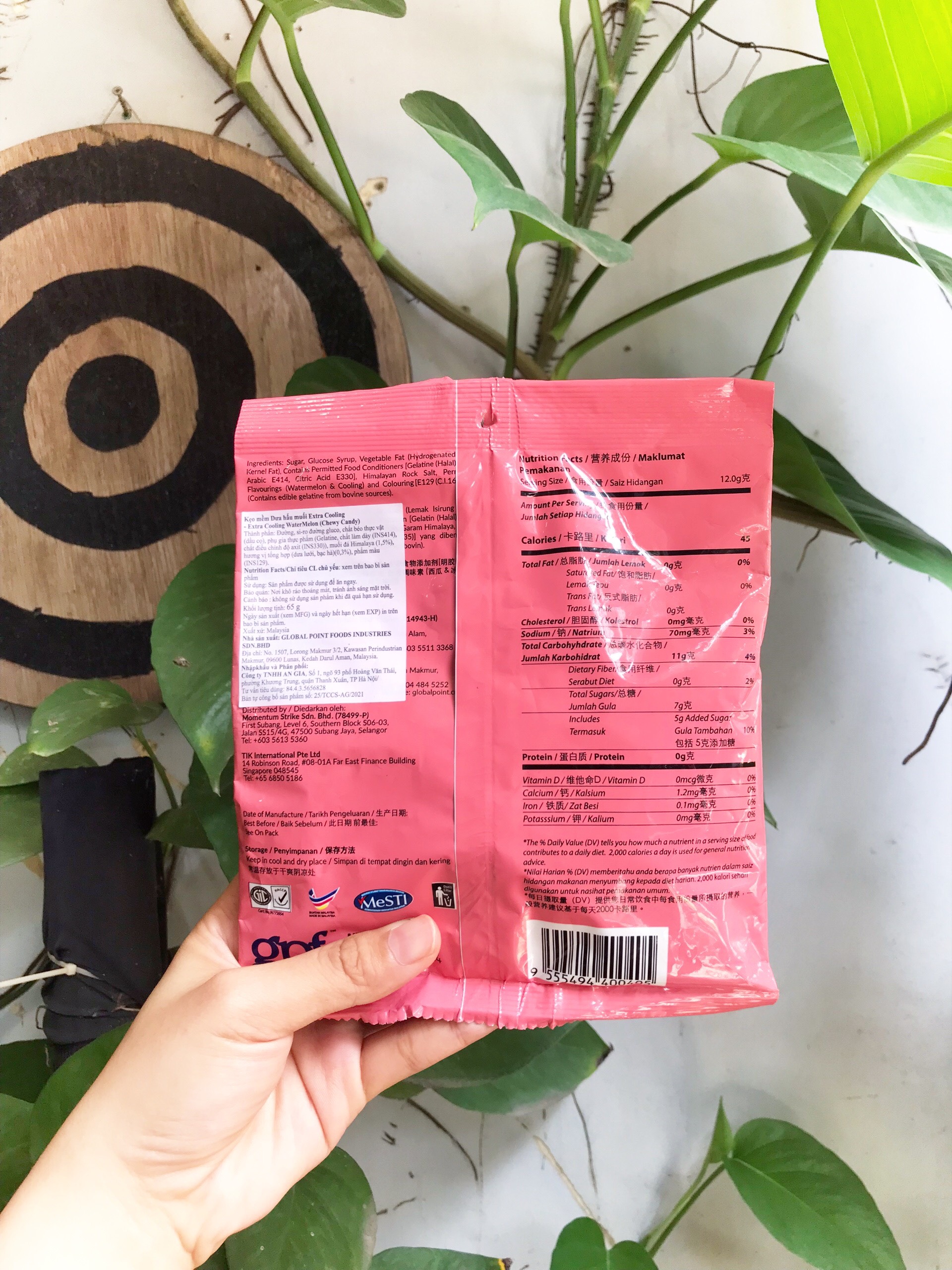 Kẹo Mềm Dưa Hấu Muối Extra Cooling - Extra Cooling WaterMelon Chewy Candy (Gói 65g)