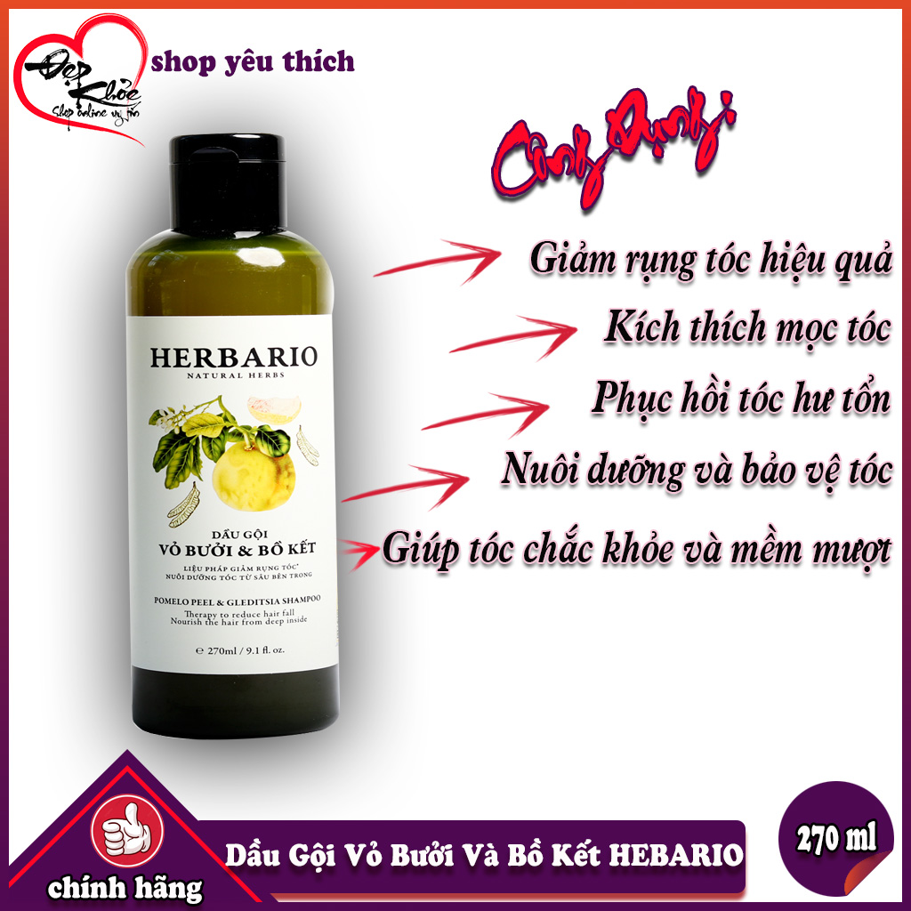 [HCM]Dầu Gội Vỏ Bưởi Và Bồ Kết HEBARIO ( 270ml )