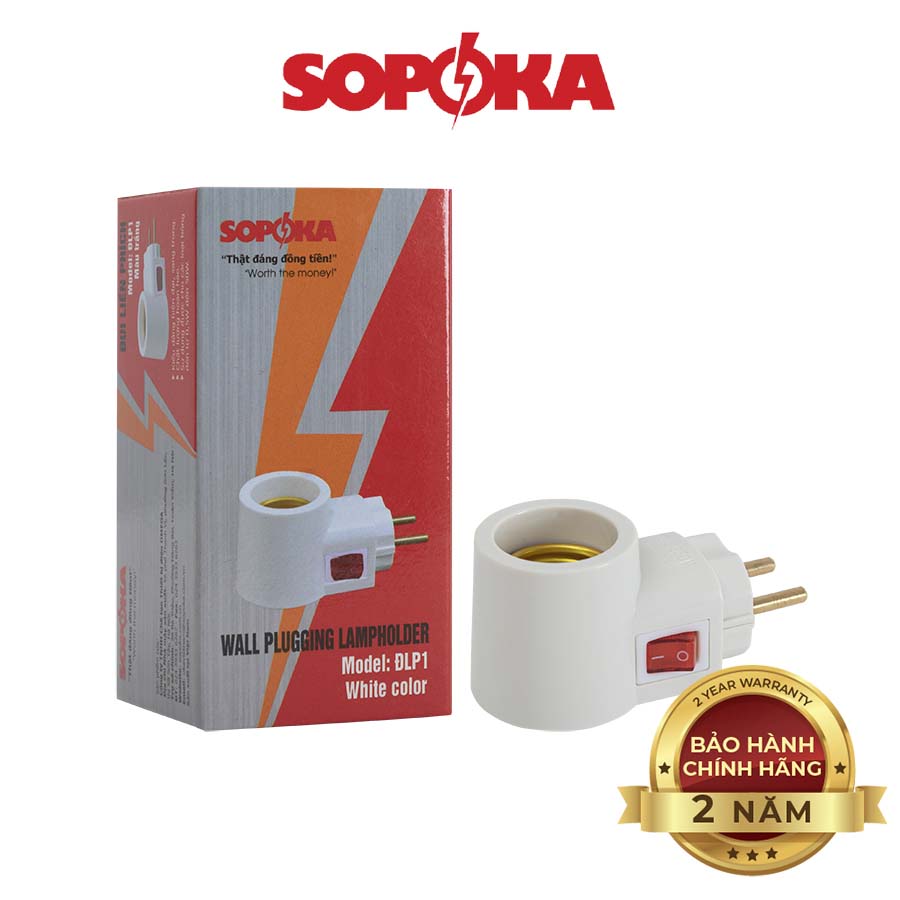 Đui đèn liền phích có công tắc tiện lợi, an toàn SOPOKA ĐLP1