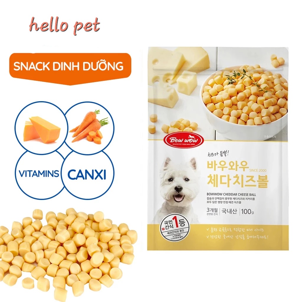 Snack Dinh Dưỡng Cho Chó Vị Phô Mai BOWWOW CHEESE BALLS 100g | Lazada.vn
