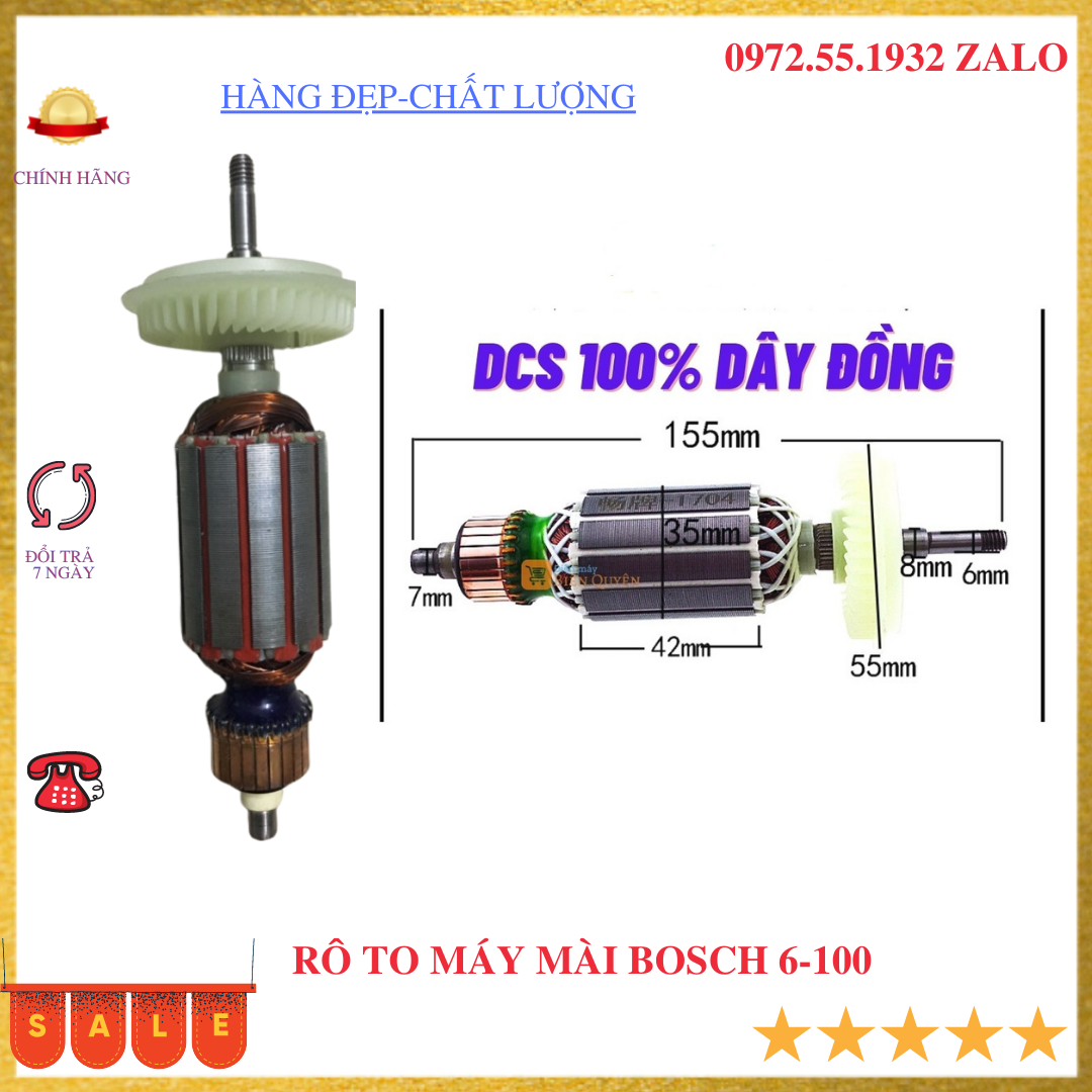 Rô to máy mài bos 6-100 -1 dây đồng xịn giá 1 chiếc