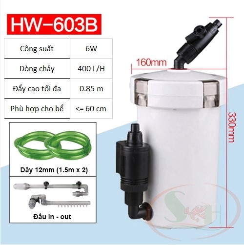 Lọc Phụ Có Bơm Sunsun HW-603B Và HW-604B (Vỏ Đục)