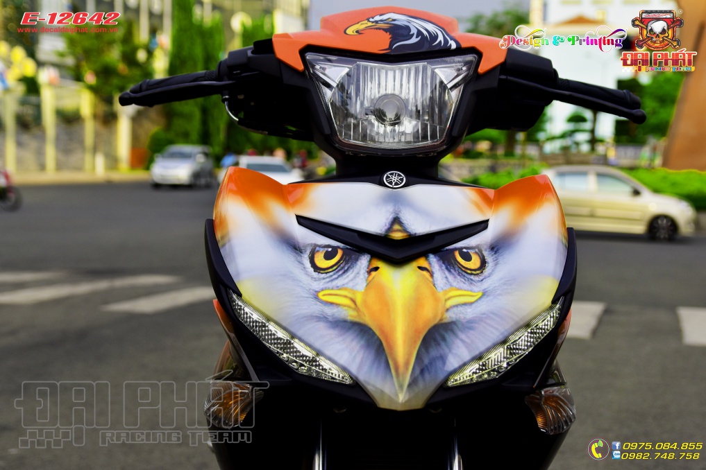 Tem Trùm Xe Exciter 150 Đại Bàng Cam Đen