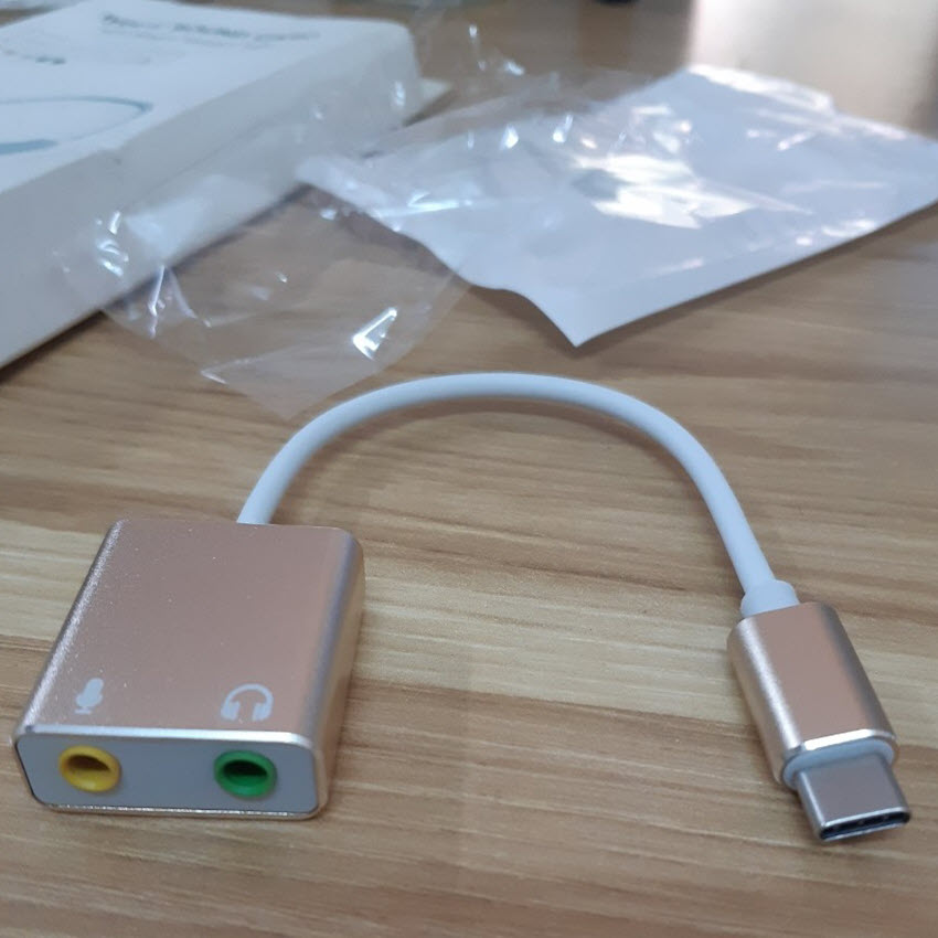Cáp chia Mic và Loa từ cổng USB Type C - Sound card USB Type C 7.1 cao cấp