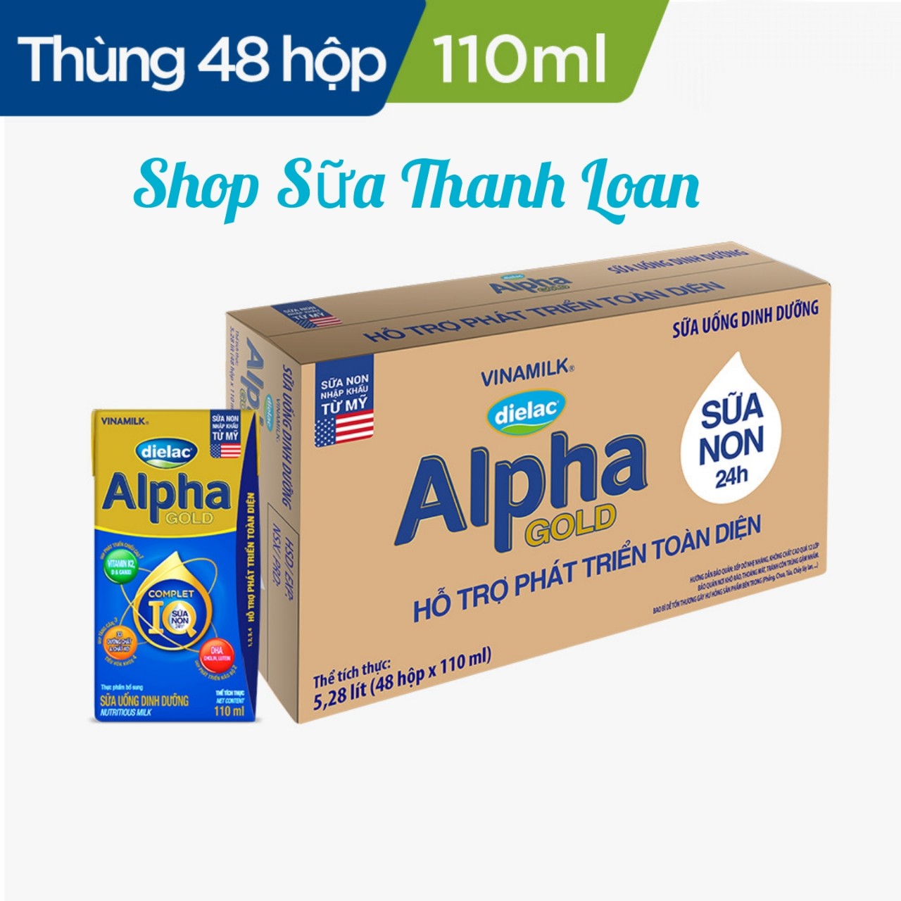 (Mẫu Mới) THÙNG 48 HỘP SỮA BỘT PHA SẴN DIELAC GOLD 110ML.