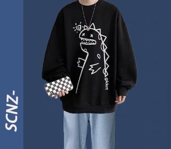 Áo Sweater Nam Nữ Tay Phồng In Khủng Long