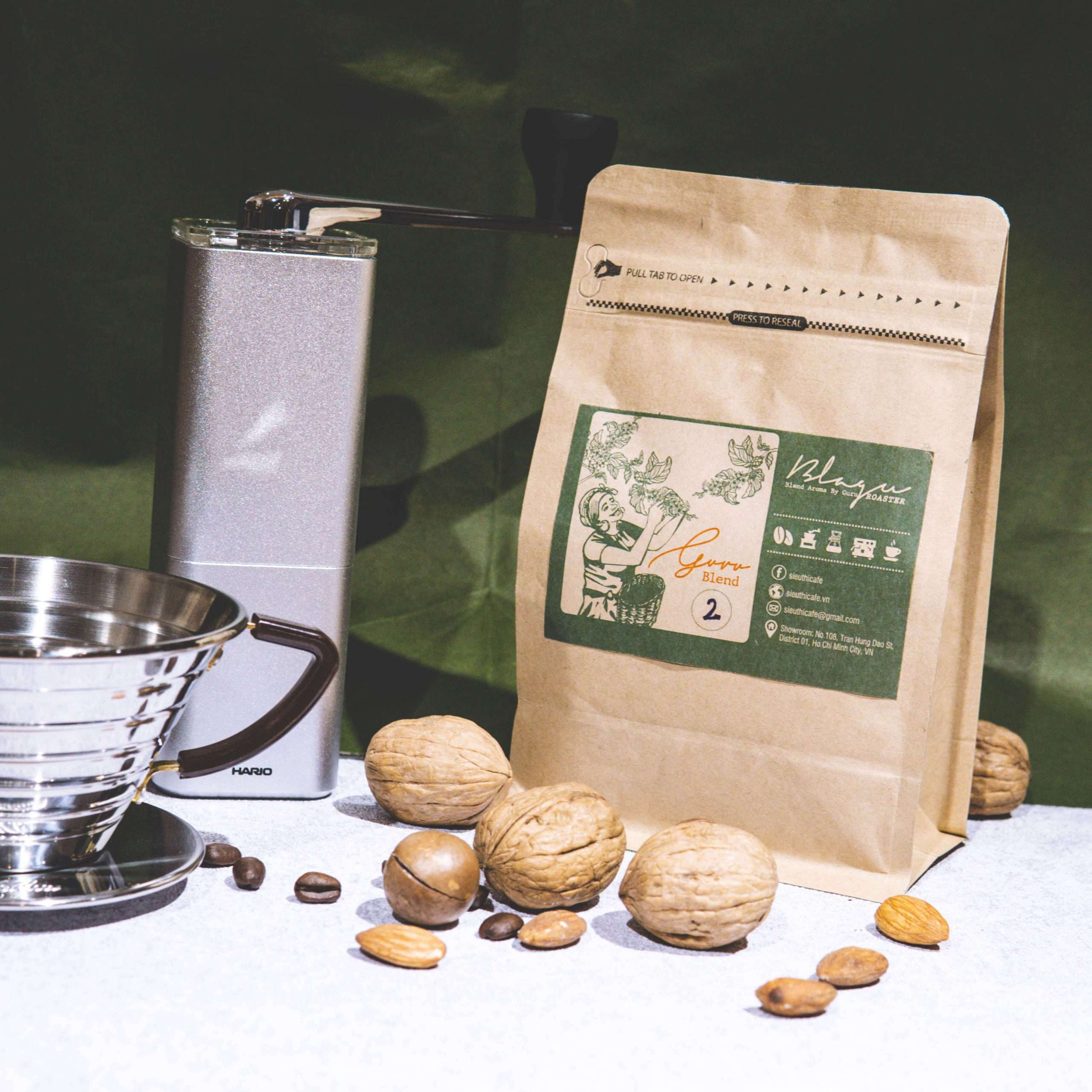 [HCM]CÀ PHÊ BLAGU HẠT ĐÃ RANG  GURU BLEND 2 MEDIUM ROAST 250G