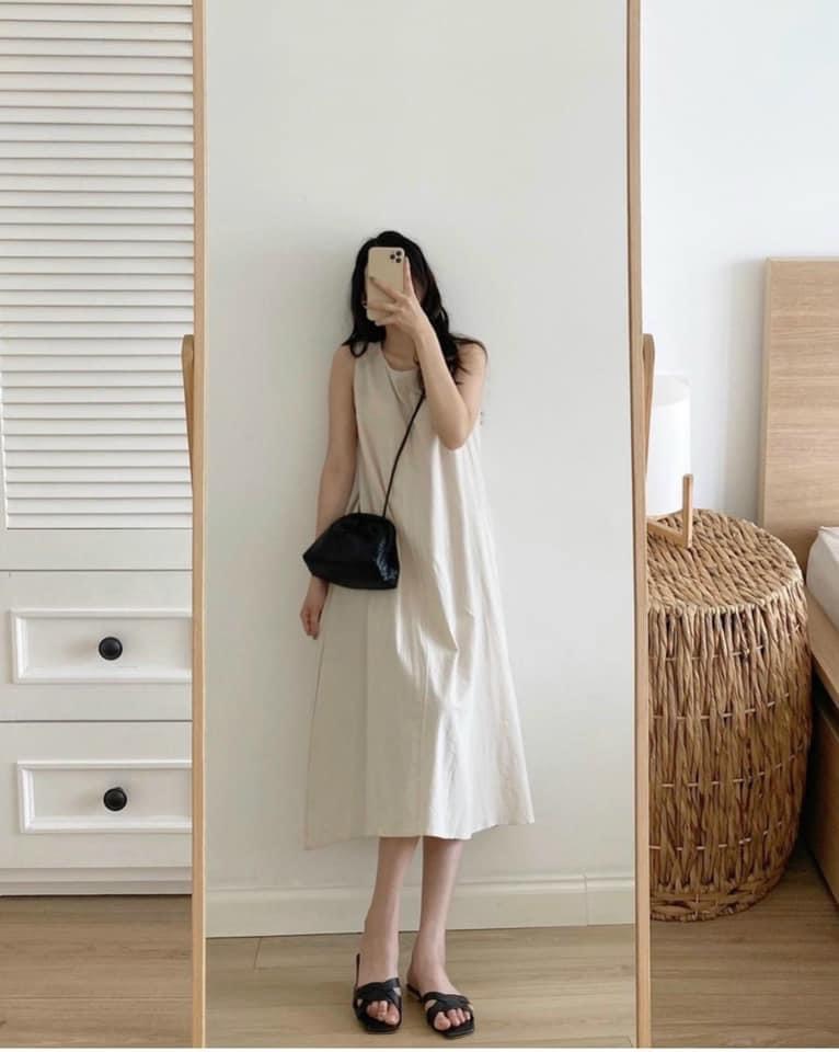 [Giá Hủy Diệt] Đầm Suông - Váy Suông 3 Lỗ Sát Nách Siêu Mát Chất Đũi Hàn