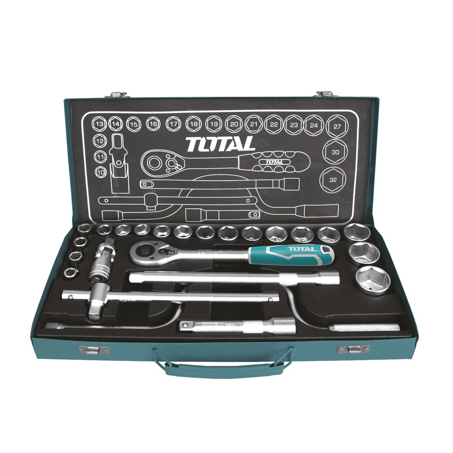 ĐỒ NGHỀ TOTAL Bộ 24 cái socket (1/2 inch) & cần 2 chiều THT141253