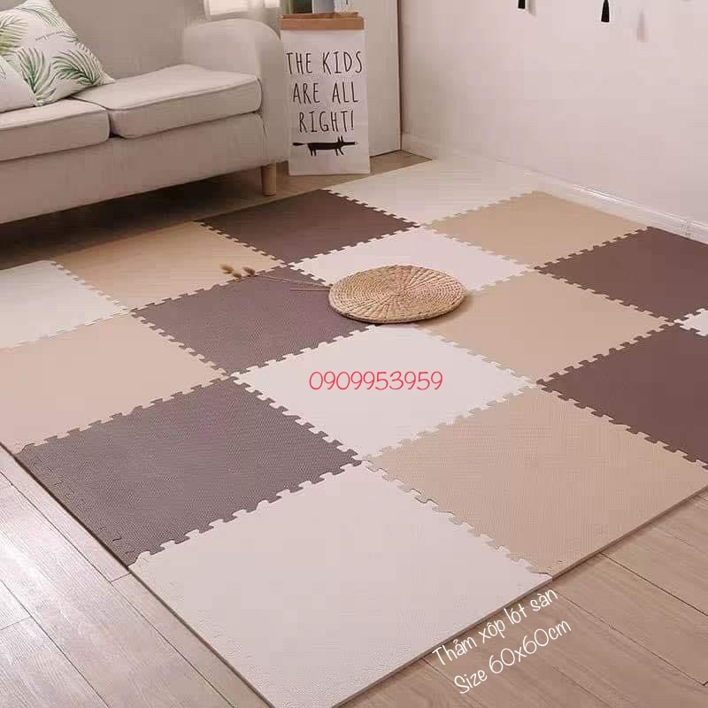 Thảm xốp màu nâu và kem 60×60×1cm