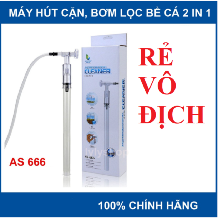 Máy bơm tay hút cặn vệ sinh đáy hồ cá AS-666B