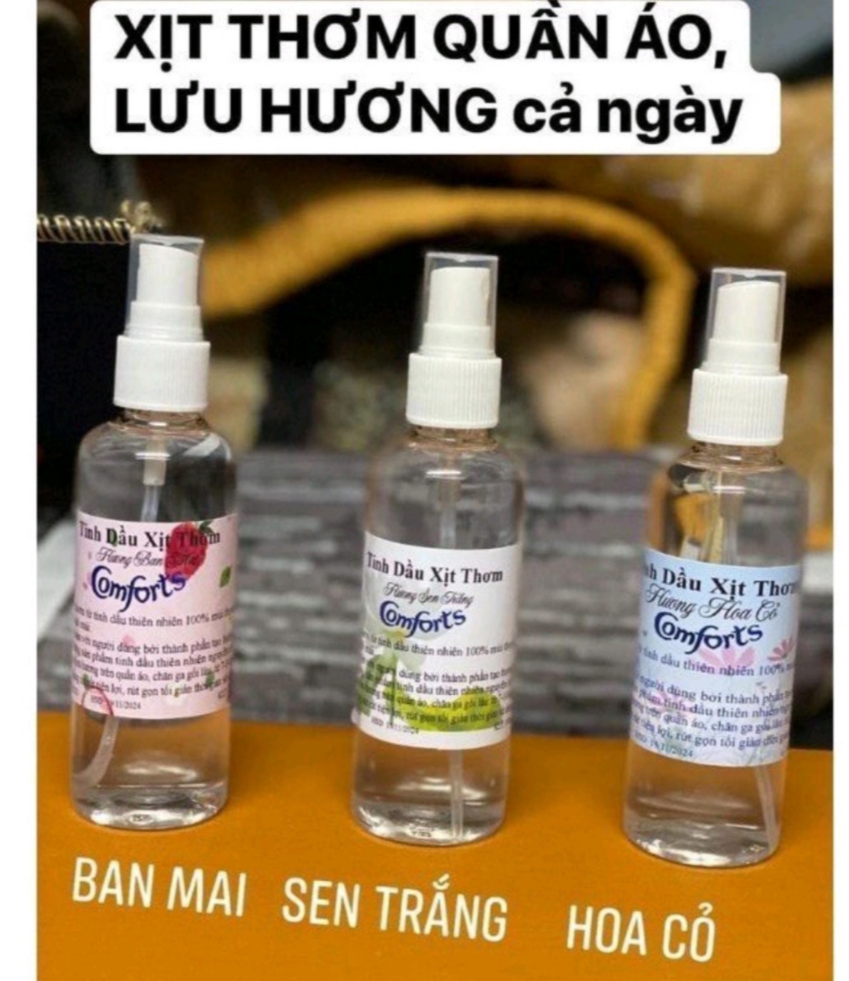 Tinh dầu xịt thơm quần áo comfort SET 10 CHAI
